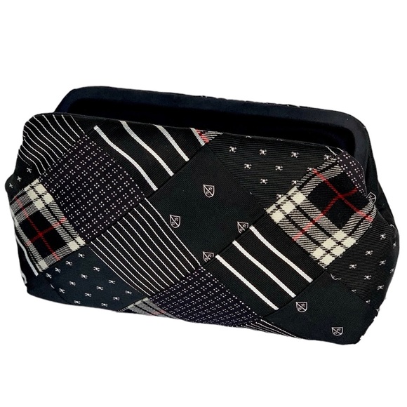 J. Crew Silk & Wool Patchwork Tie Clutch Bag NWT - Picture 3 of 9